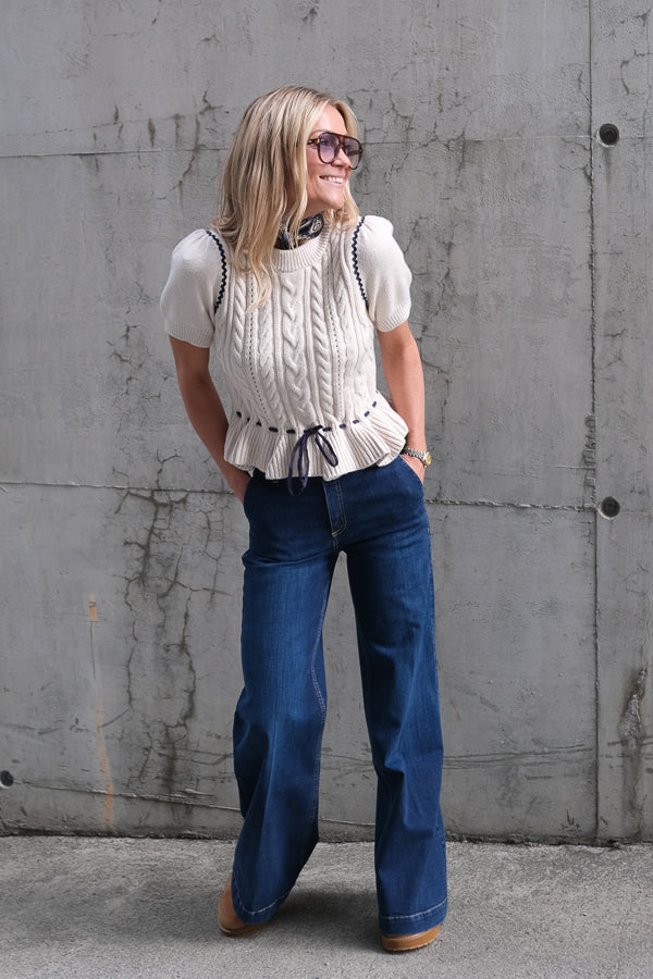 Chandi Short Seeve Sweater Heather Oat
