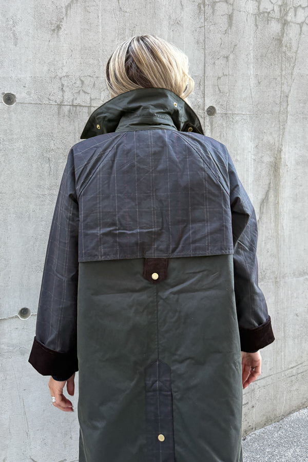 Checked Kirklees Wax Jacket Olive