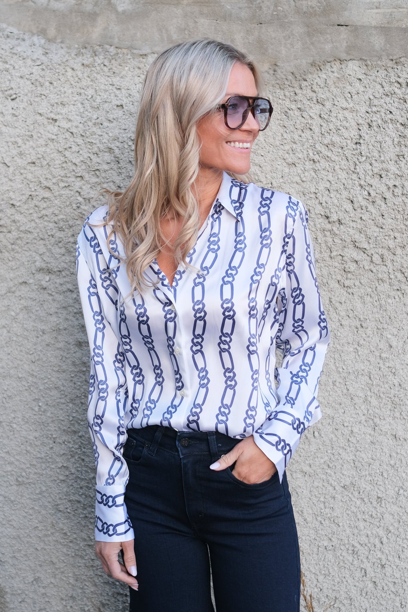 Dorian Silk Shirt Chain Stripe