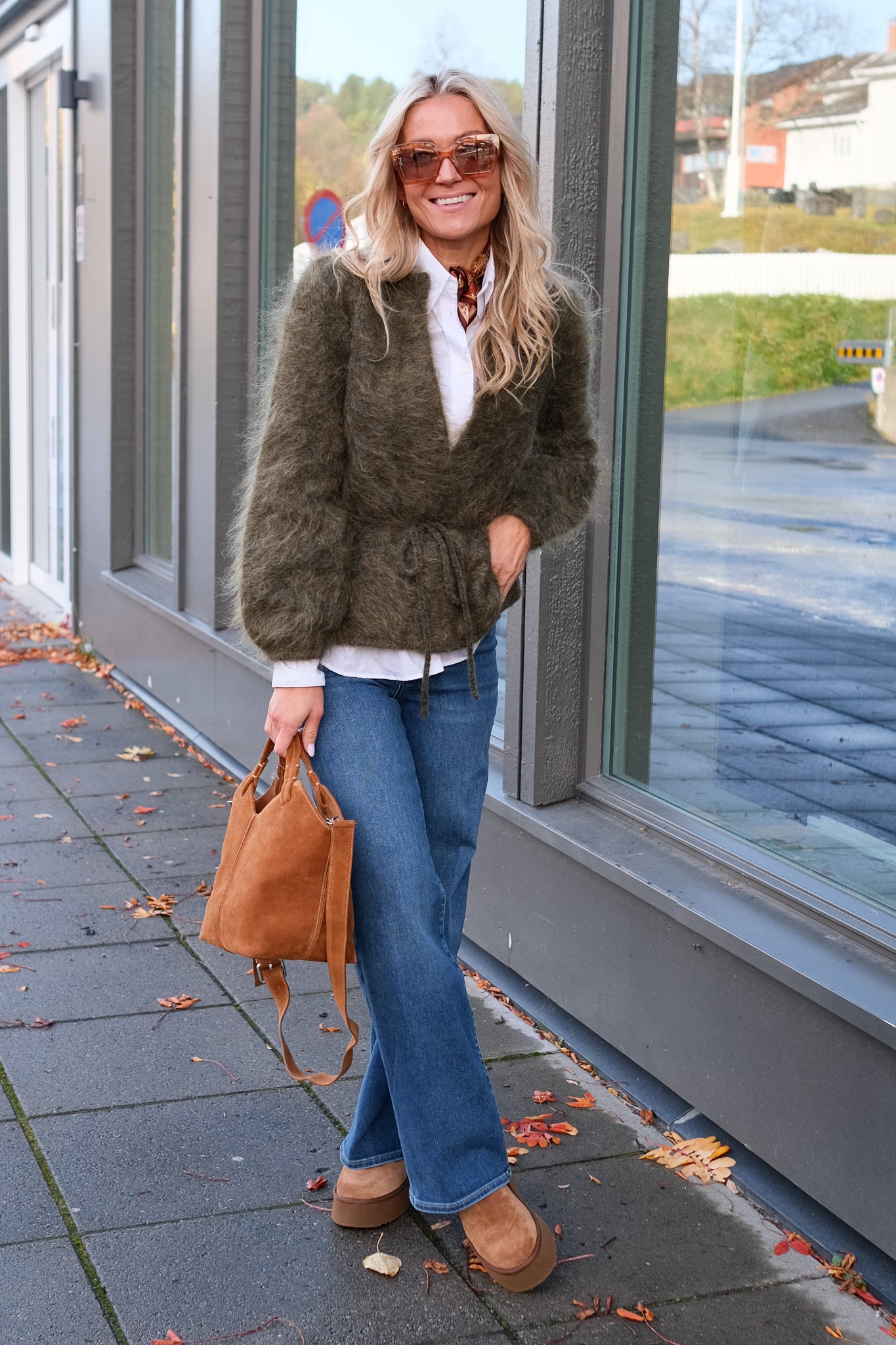 Fredrikke Chunky Cardigan Moss Green