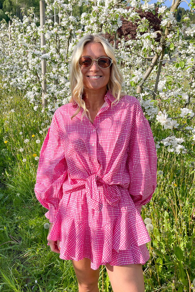 Summer Lounge Set Hot Pink Check