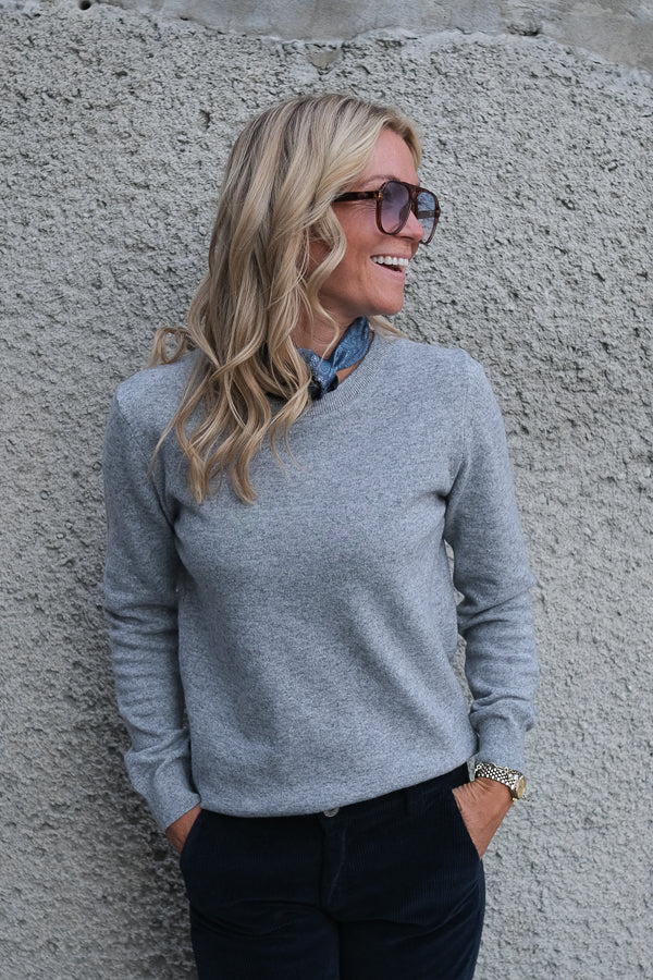 Pendle Crew Knitted Jumper Grey Marl