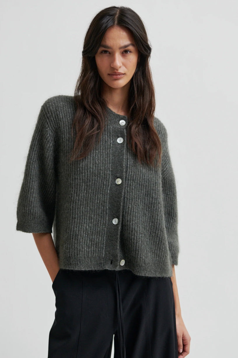 Andrea Knit Rib Cardigan Beluga
