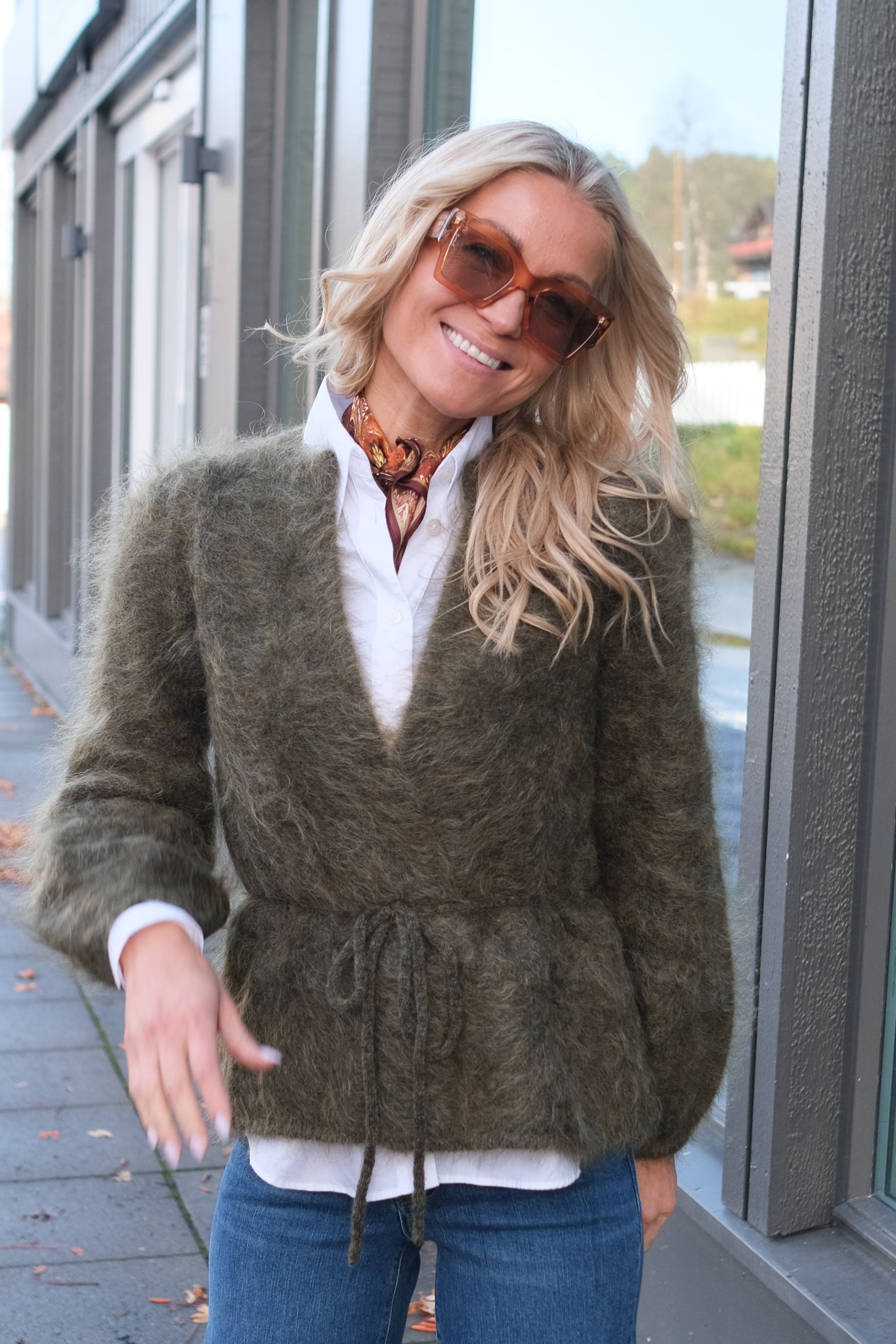 Fredrikke Chunky Cardigan Moss Green