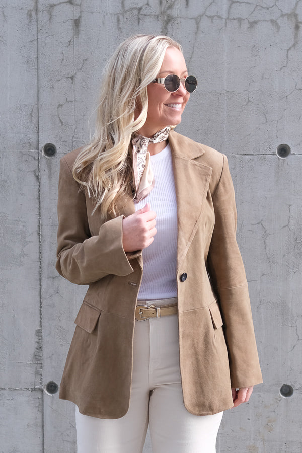 Suellen Fitted Suede Blazer Petrified Oak