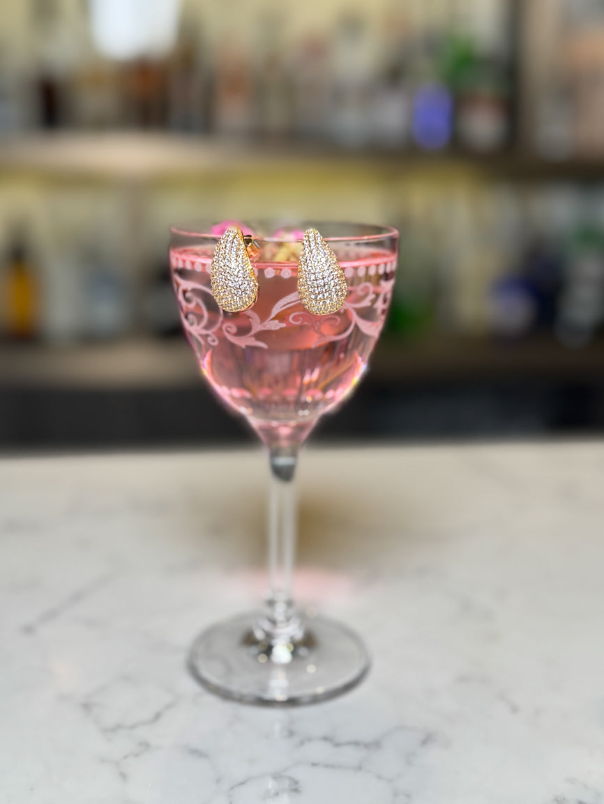 Macy Rhinestone Earrings Gold Plated