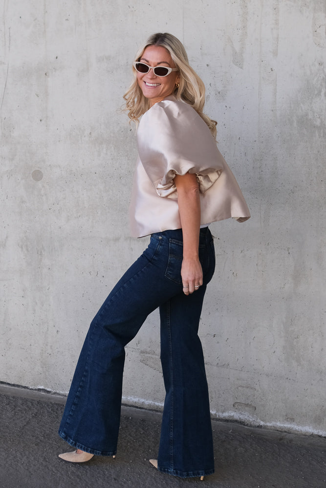 Cleo Puff Sleeve Blouse Soft Beige