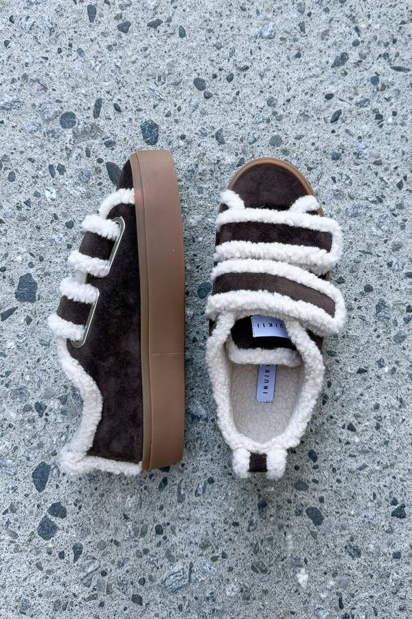 Shearling Low Velcro Dark Brown