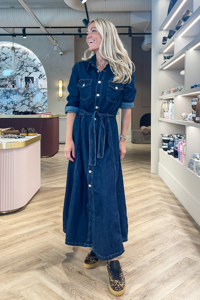 Elisa Belted Denim Dress