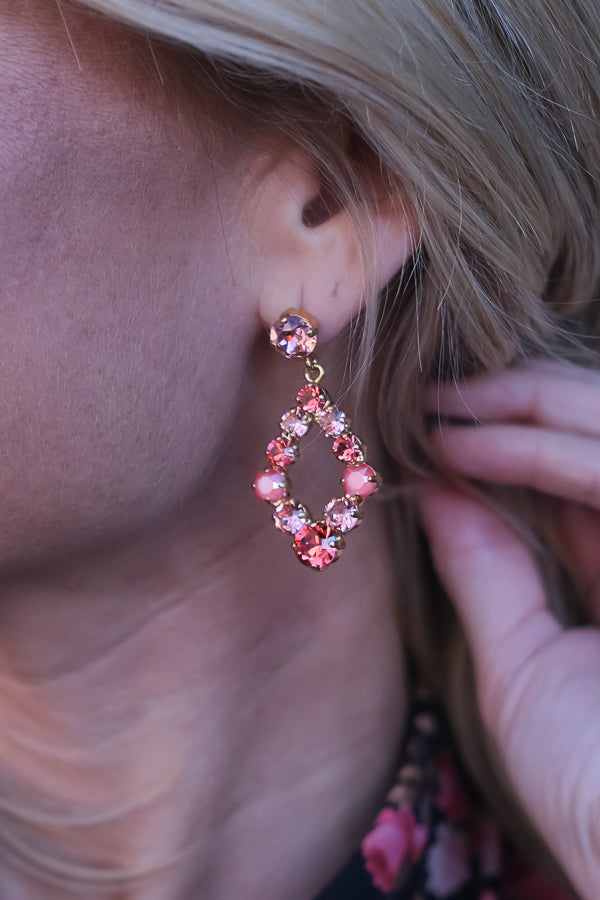 Mini Delia Earrings Gold Light Coral Combo