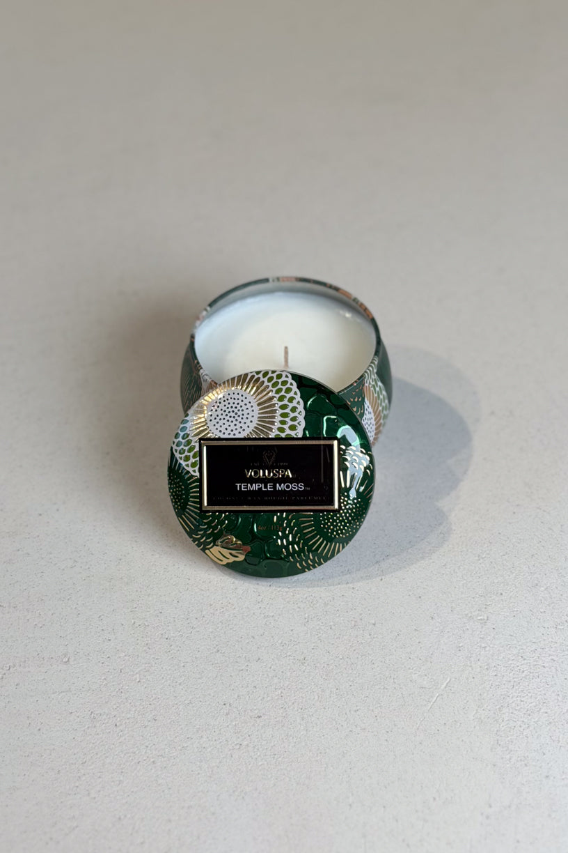 Mini Tin Candle 25tim Temple Moss