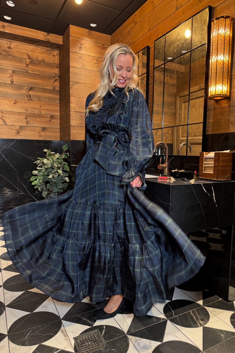 Check Showpiece Dress Green Check