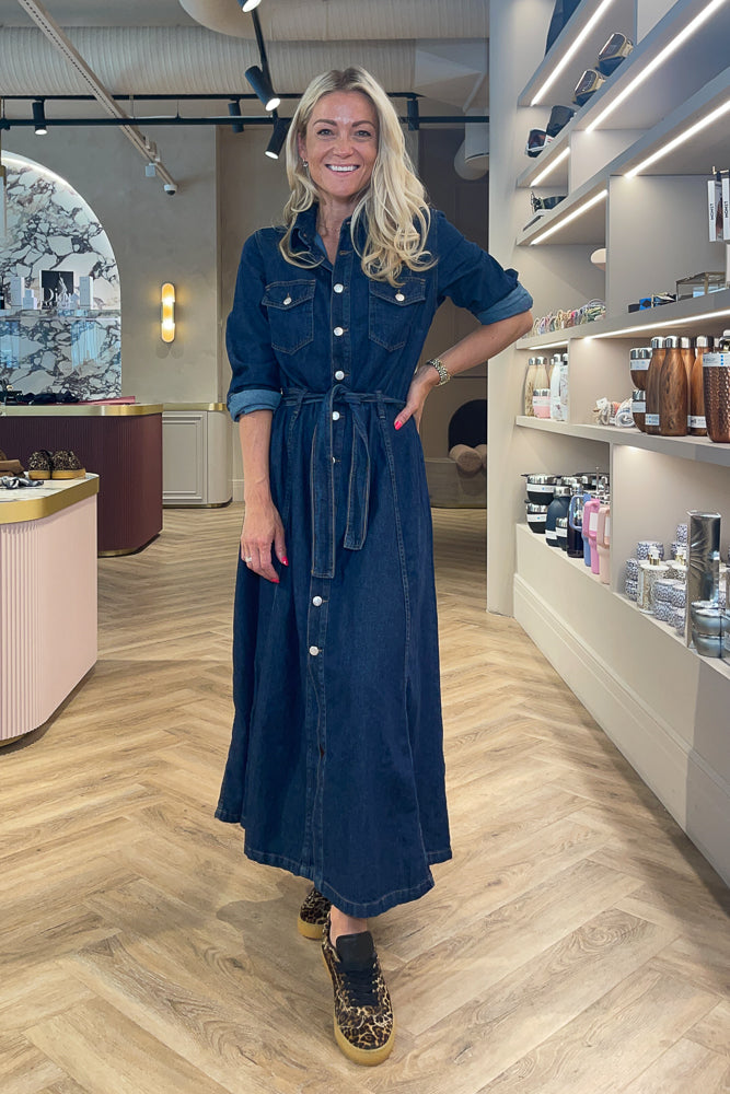 Elisa Belted Denim Dress