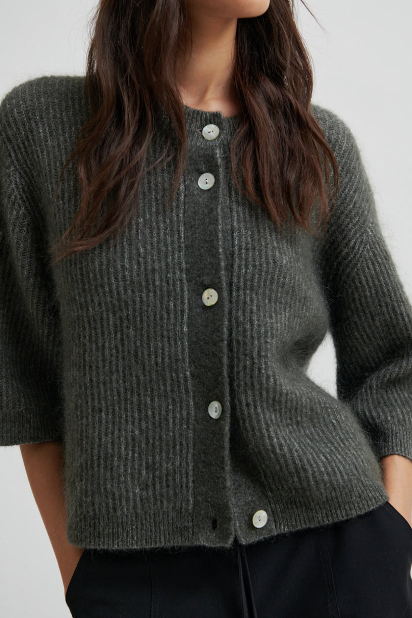 Andrea Knit Rib Cardigan Beluga