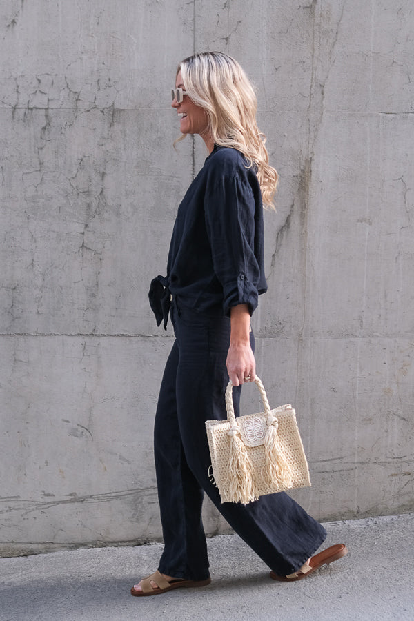 Culotte Linen Pants Navy
