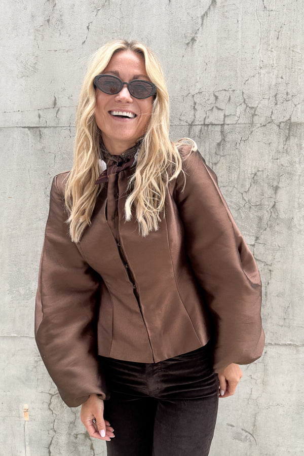 Vendela Balloon Sleeve Jacket Dark Brown