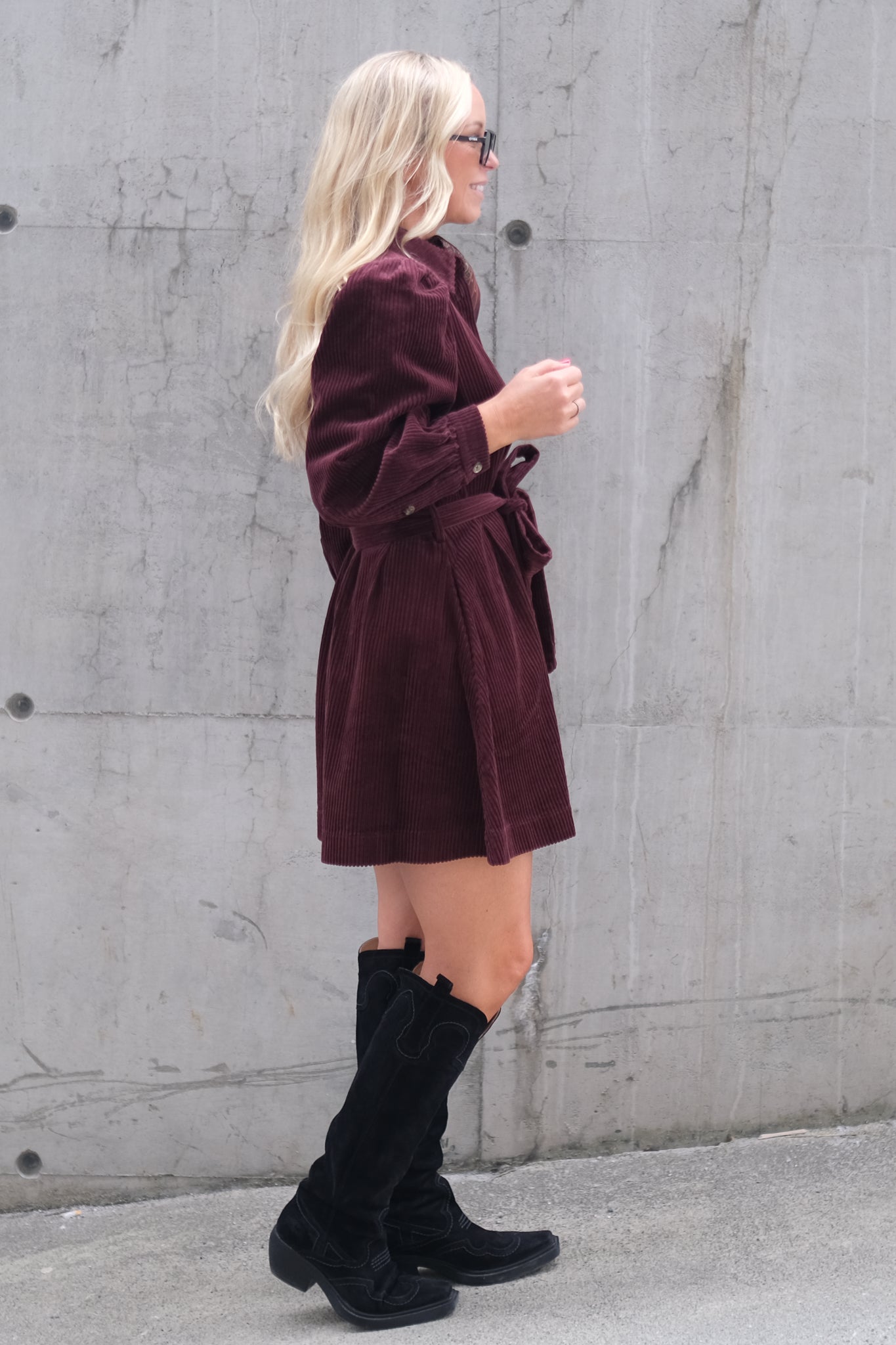 Corduroy Mini Dress Burgundy