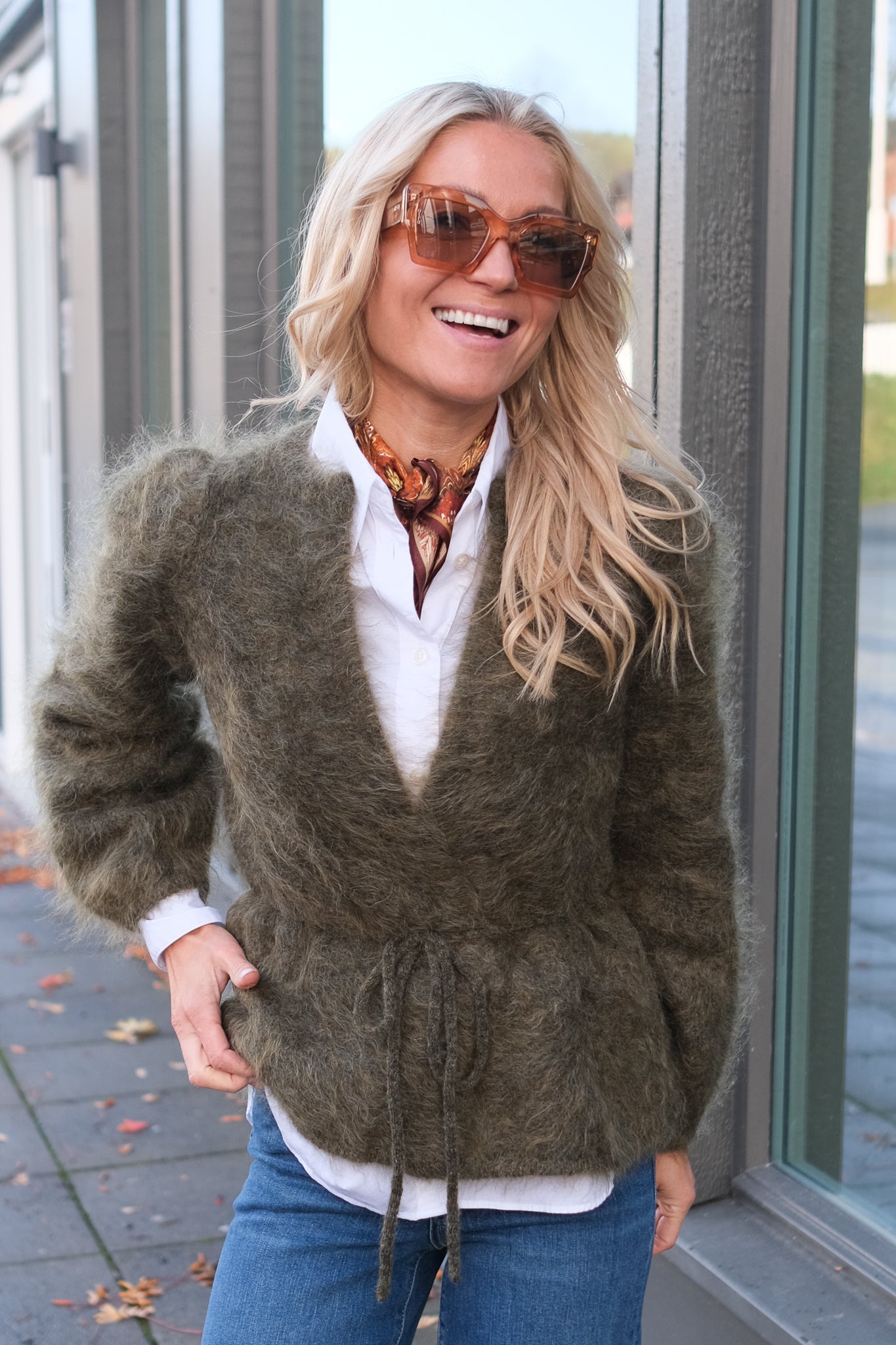 Fredrikke Chunky Cardigan Moss Green