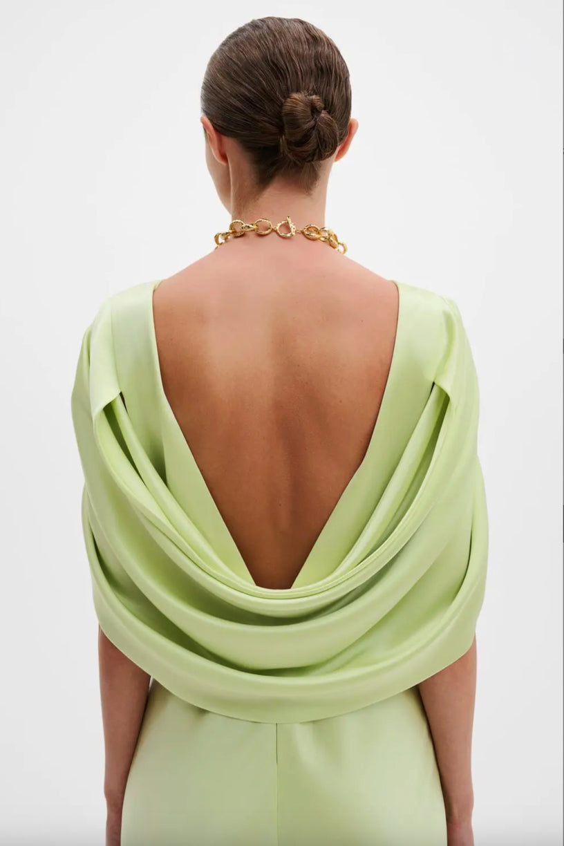Louise Draped Back Maxi Dress Pistachio