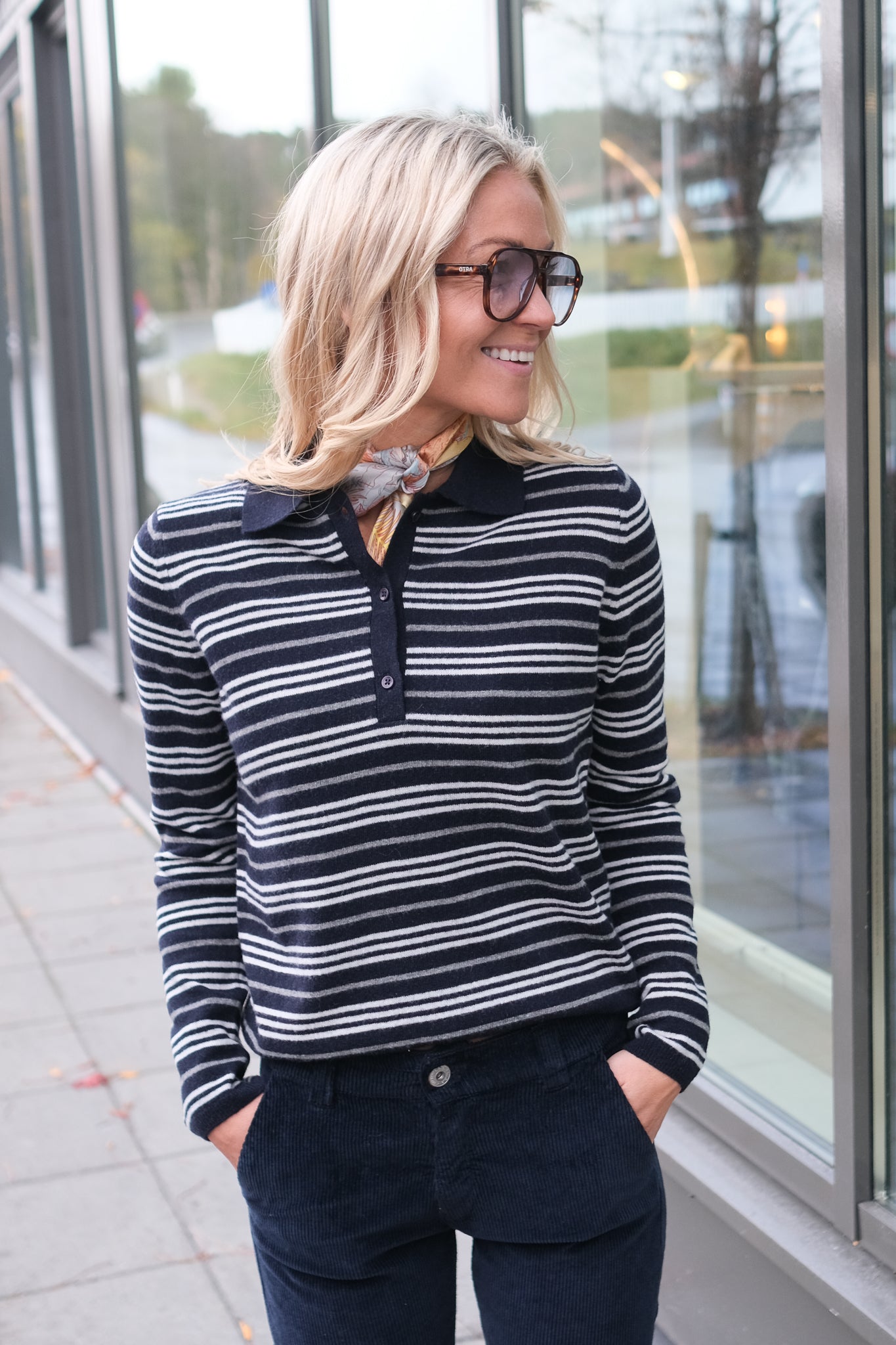 Cassie Stripe Dark Navy Multi