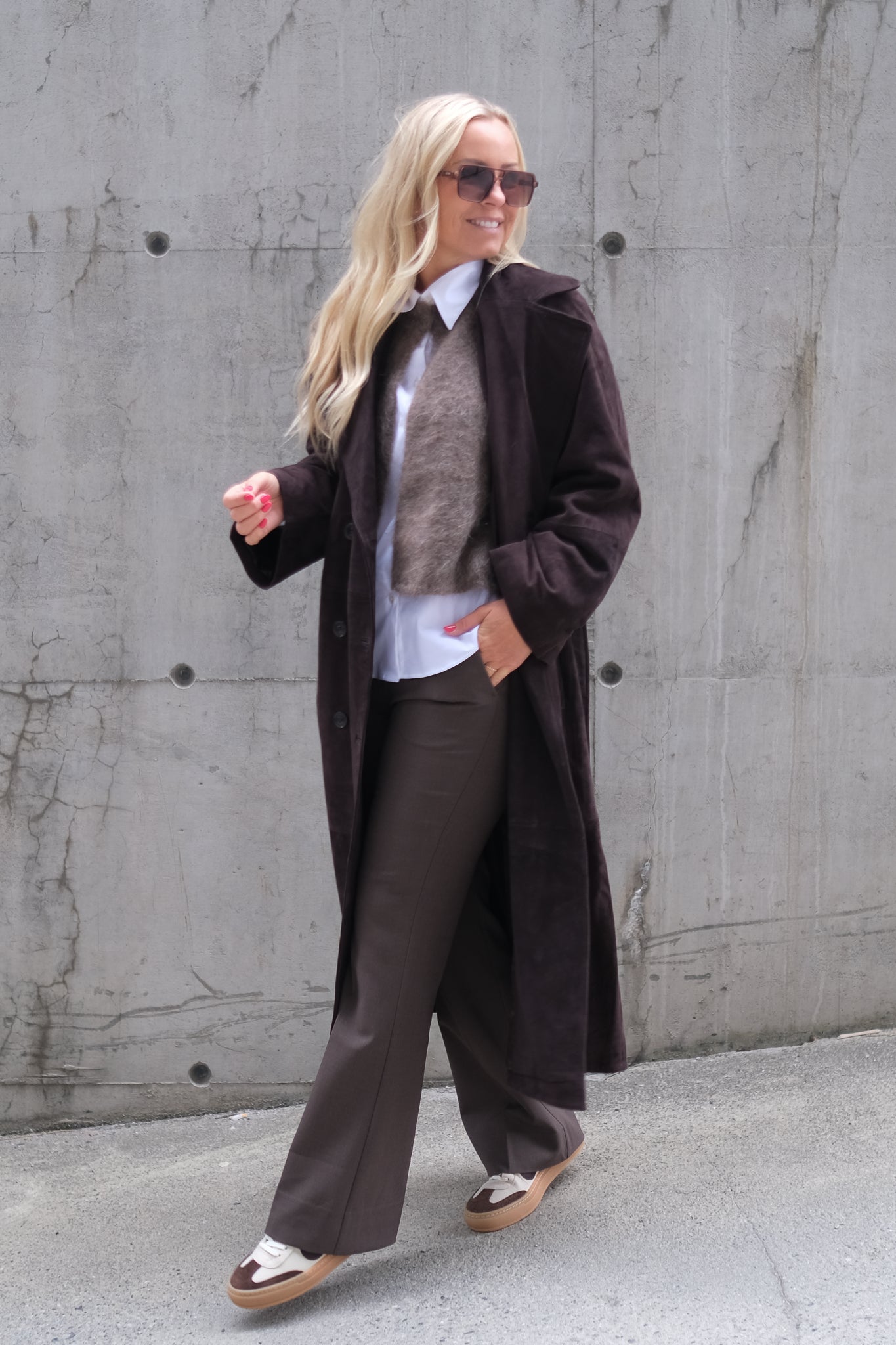 Noomi Suede Trenchcoat Chocolate Plum