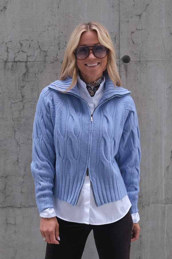 Cosima Zip Cardigan Light Blue Melange