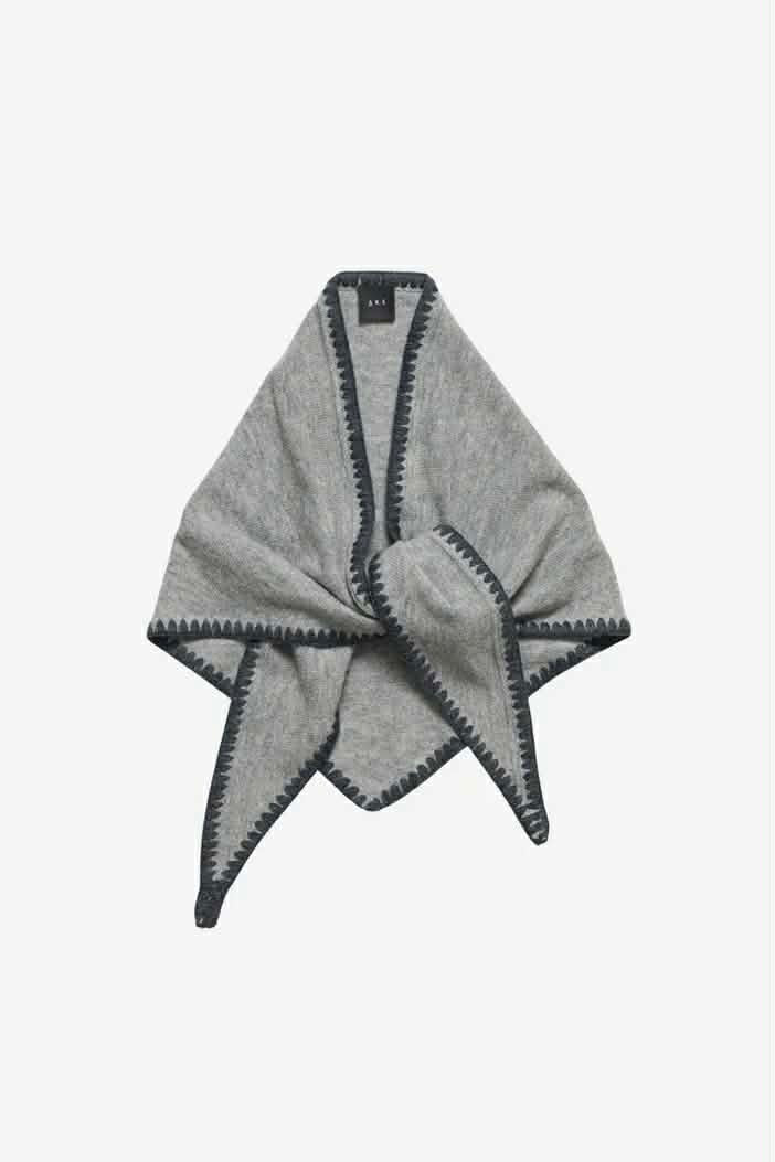 Mina Stitched Merino Scarf Light Grey Melange