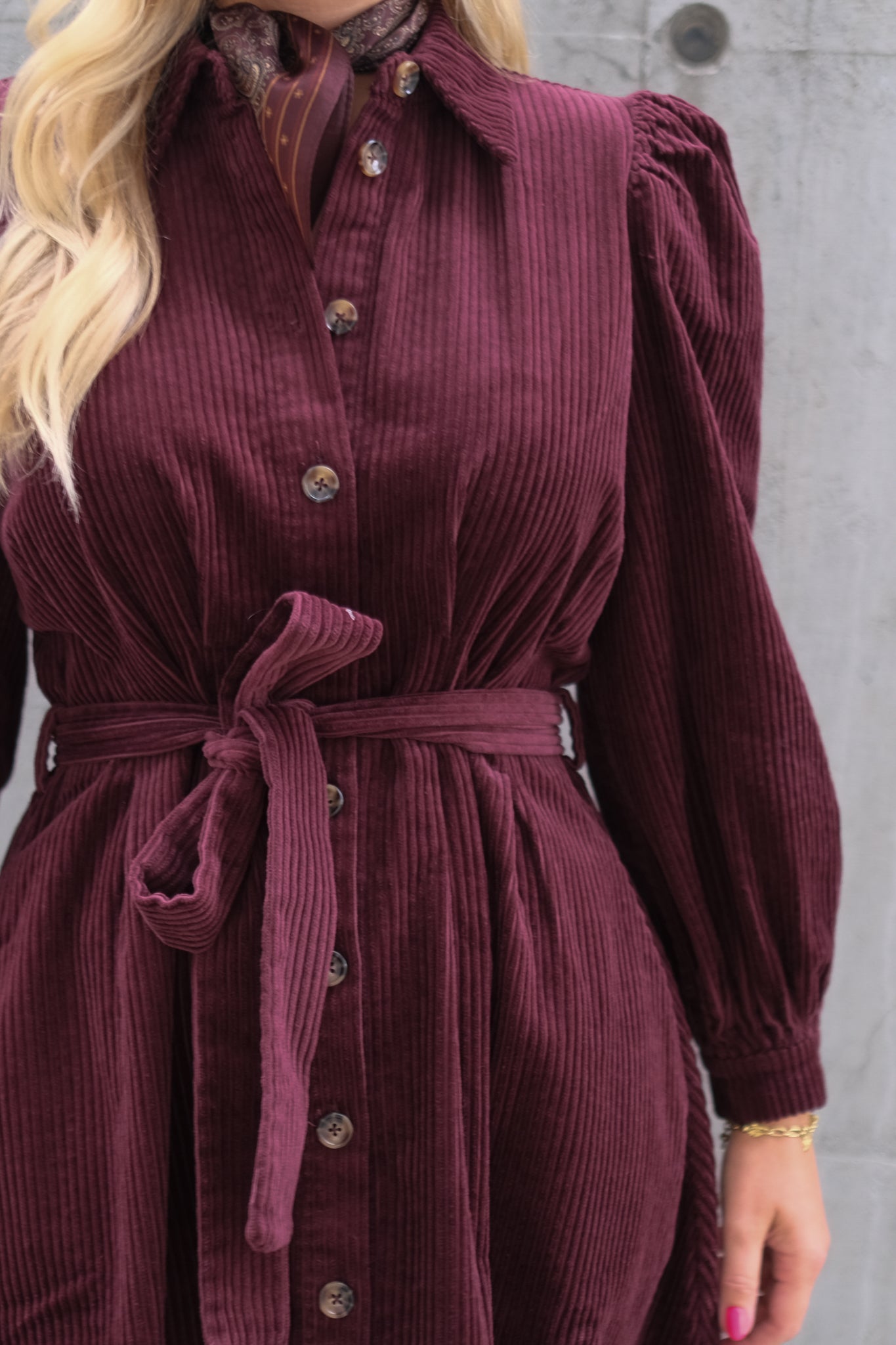 Corduroy Mini Dress Burgundy