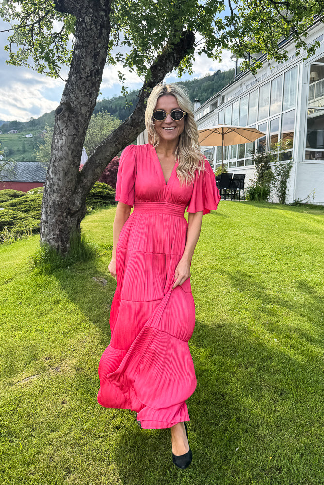 Angie solid Dress Long Pink