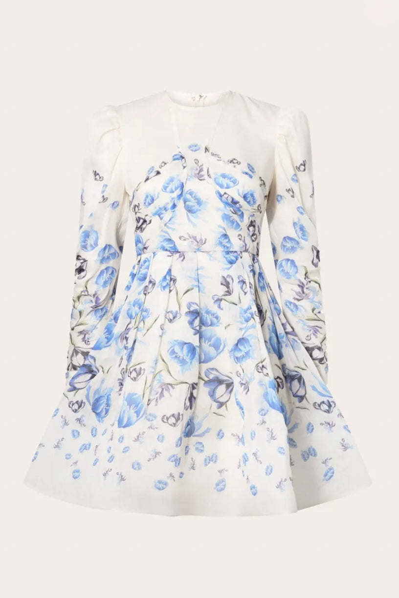 Leoni Silk Blend Mini Dress Tulip Blue