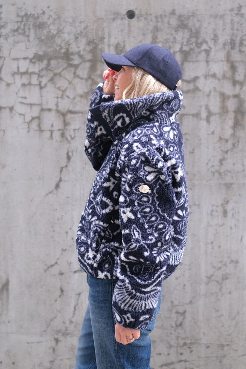 Bandana Fleece Jacket Paisley Blue