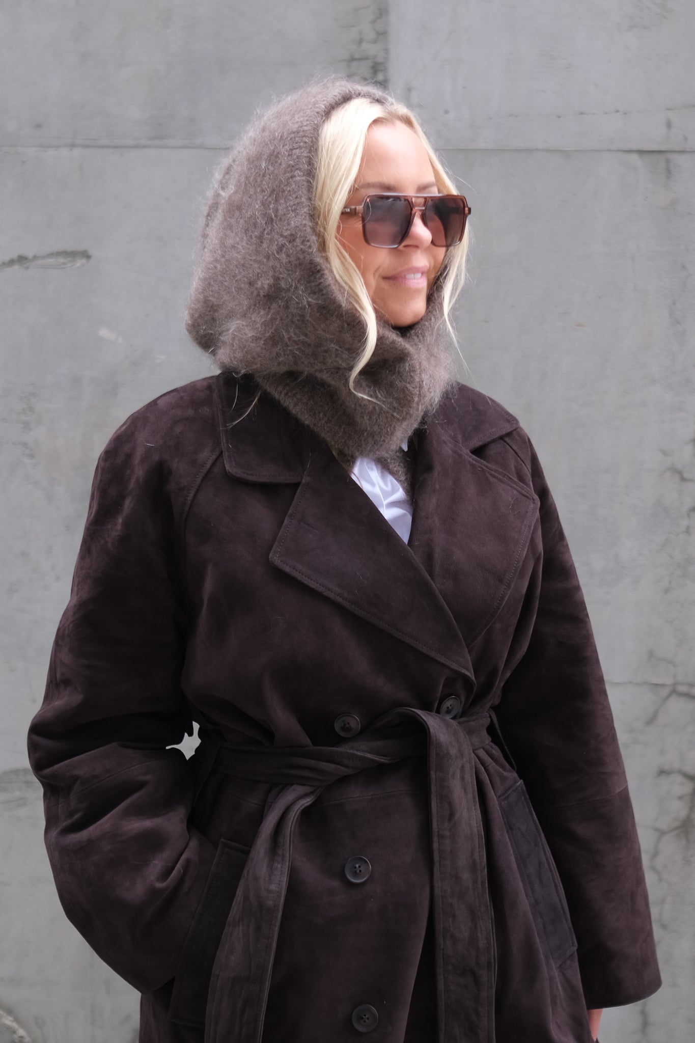 Noomi Suede Trenchcoat Chocolate Plum