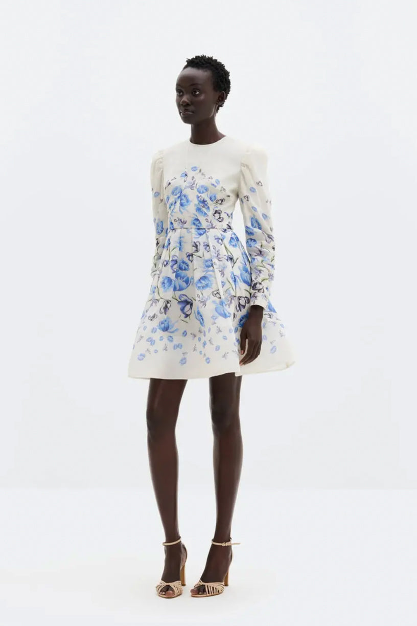 Leoni Silk Blend Mini Dress Tulip Blue