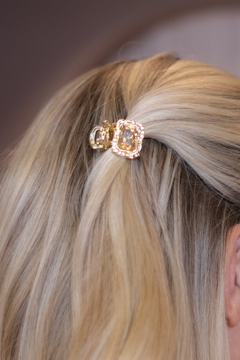 Hårklype Seraphina Crystal Firkant Stor Peach