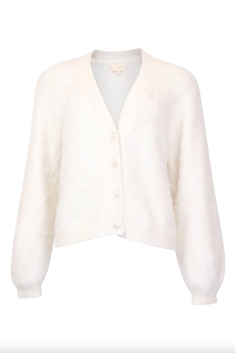 Hairy Knit V-neck Jacket Off-White