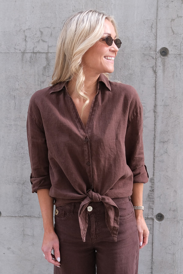 Pia Linen Shirt Chocolate Martini