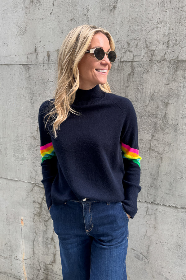 Sweater Navy Multicolour Stripes