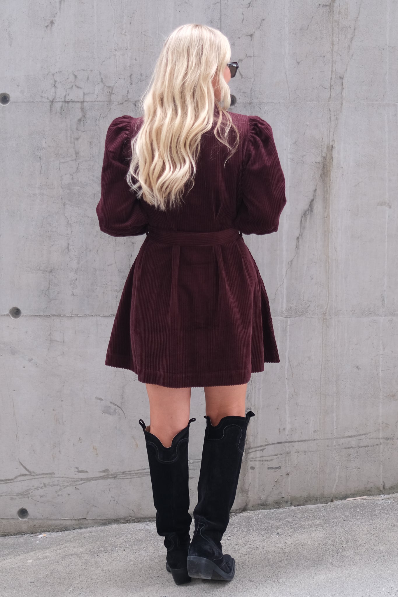 Corduroy Mini Dress Burgundy