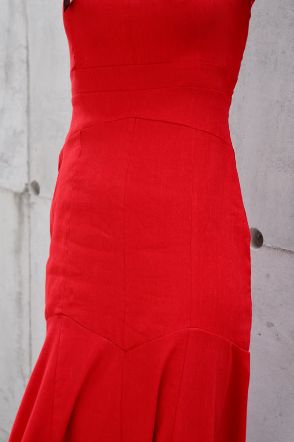 Tessa Stretch Linen Dress Red
