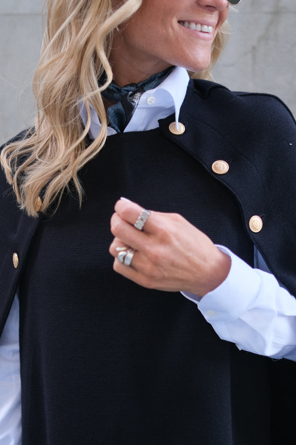 Mary Knitted Poncho Navy