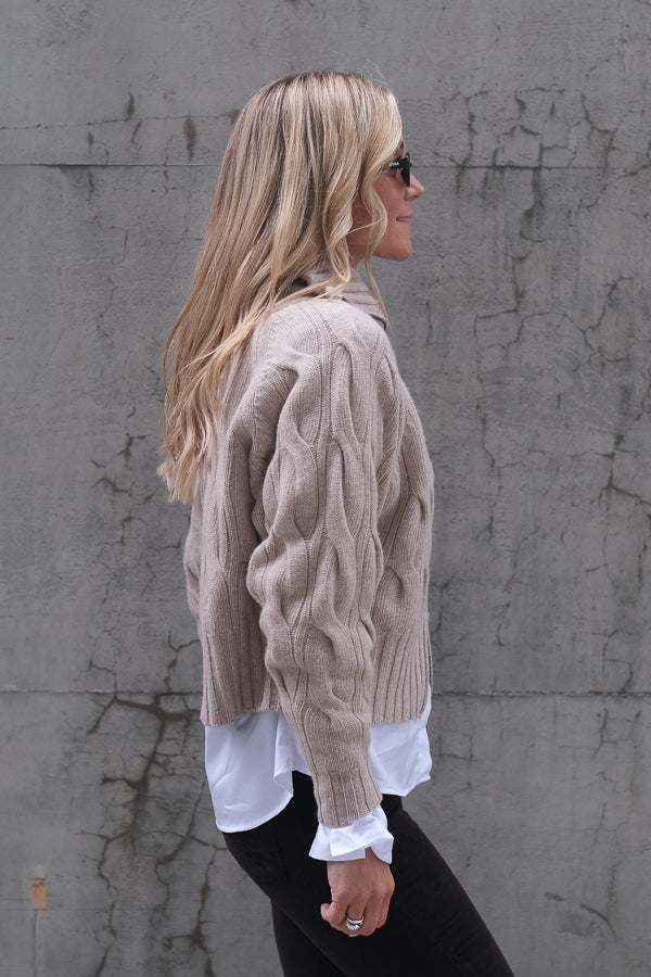 Cosima Zip Cardigan Beige Melange
