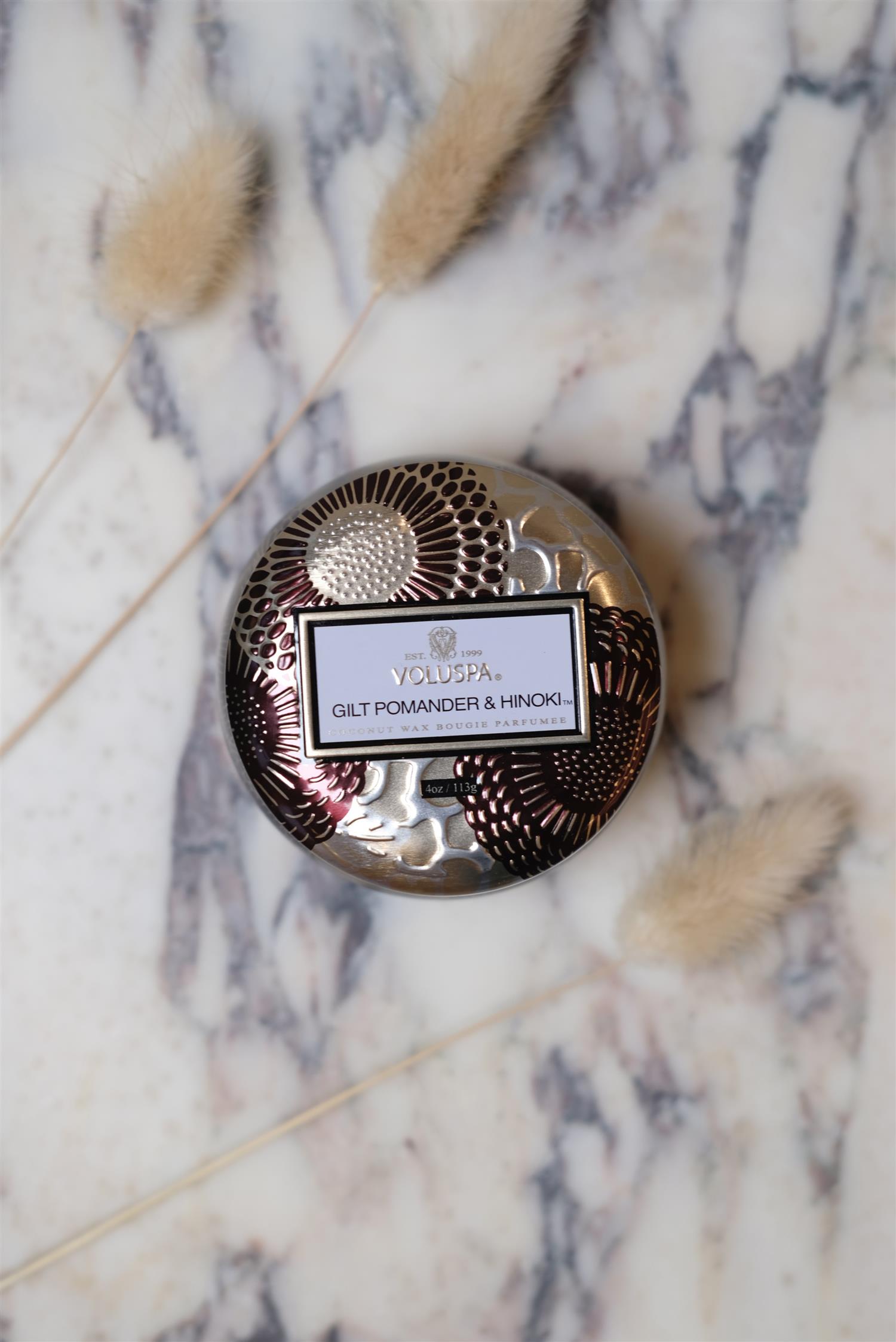 Gilt Pomander and Hinoki Mini Tin Candle 25tim