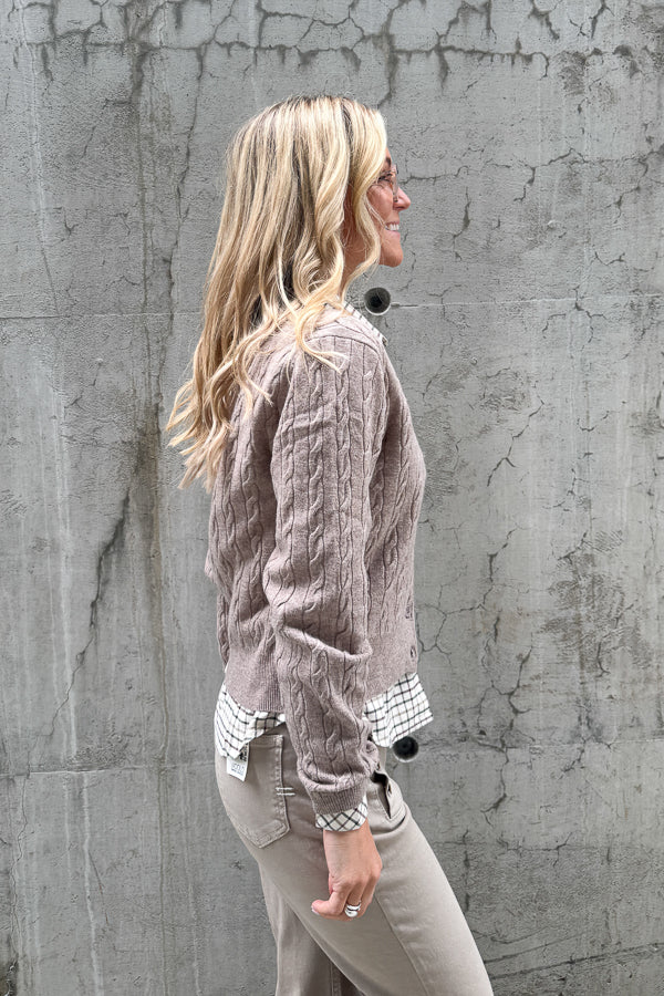 Knitwear Cable Cardigan Beige Melange