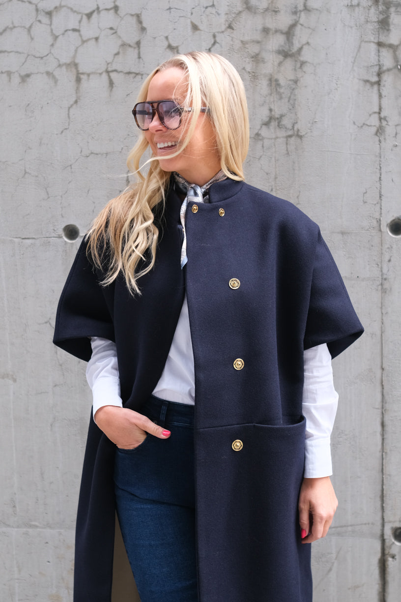 Long Mok Coat Navy