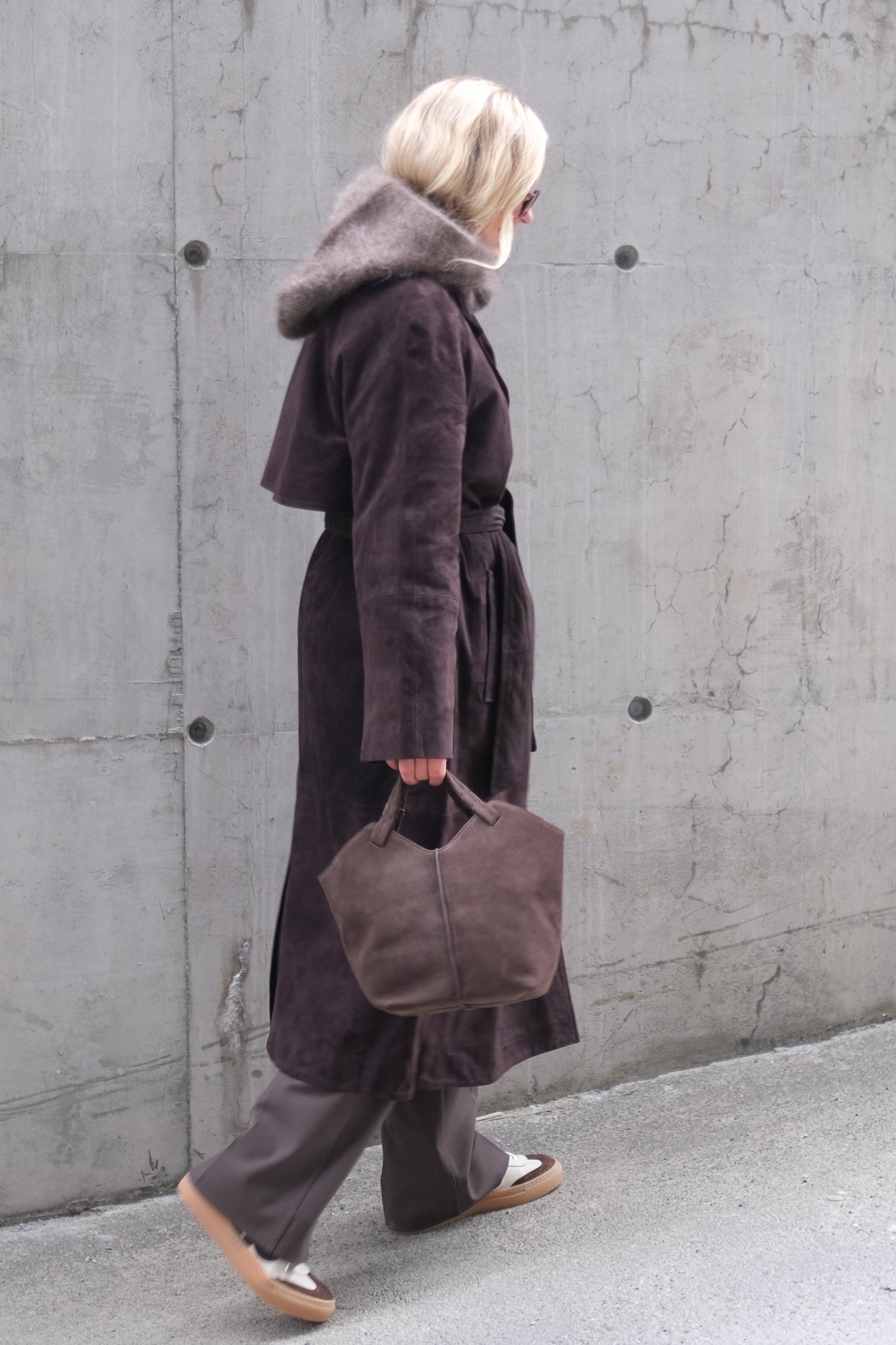Noomi Suede Trenchcoat Chocolate Plum