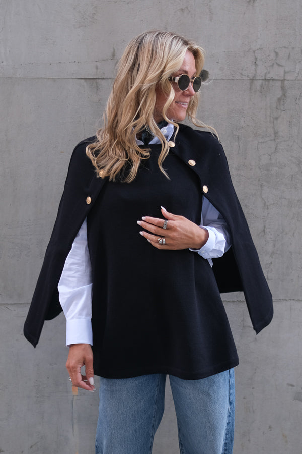 Mary Knitted Poncho Navy