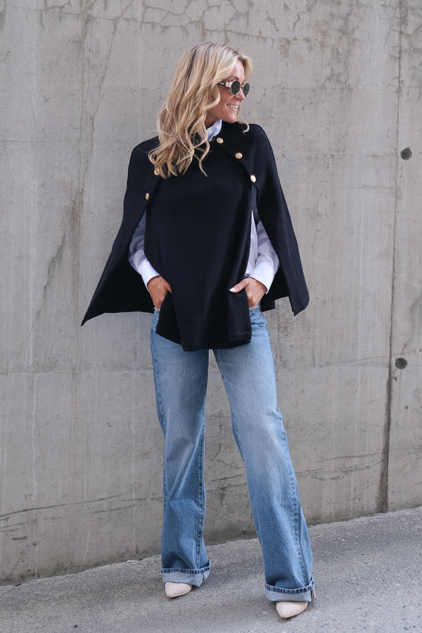 Mary Knitted Poncho Navy