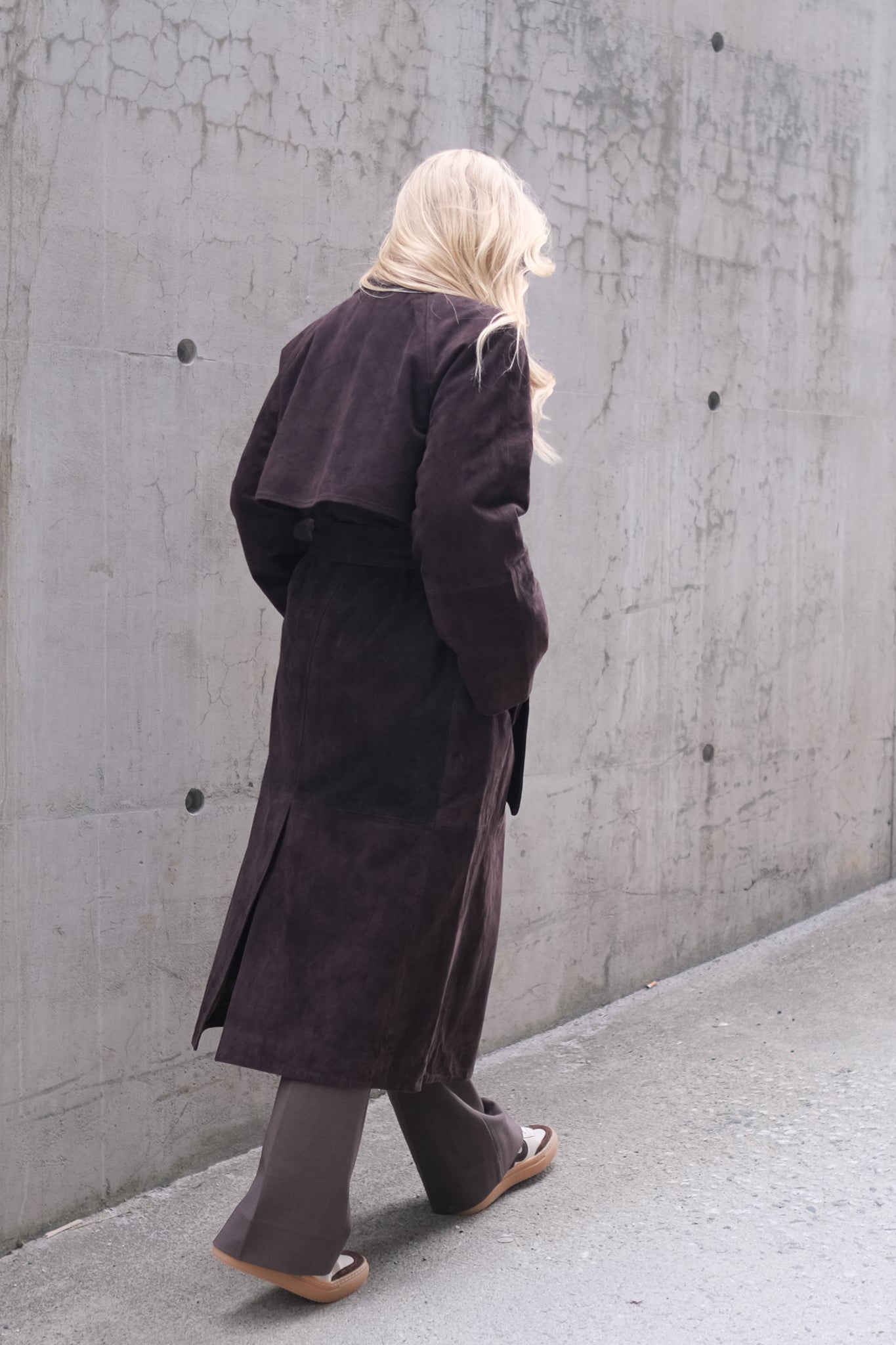 Noomi Suede Trenchcoat Chocolate Plum