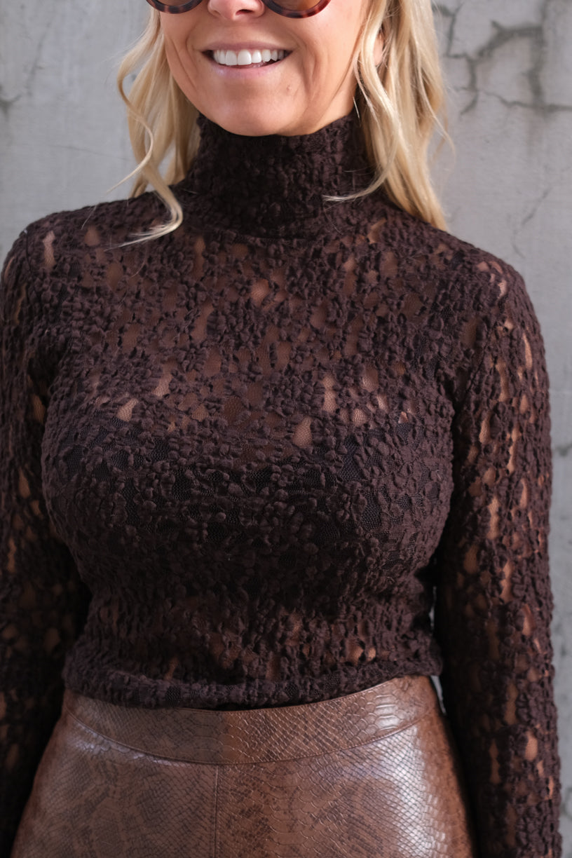 Marianna Lace Top Mocha Brown