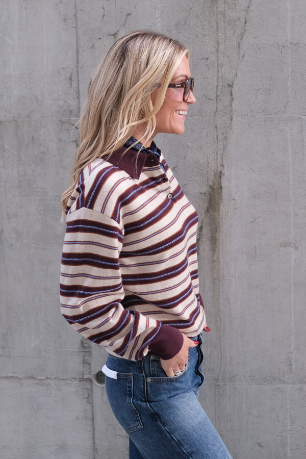 Collegiate Stripe Polo Fig Combo